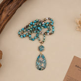 Bohemian-style Natural Stone Blue Teardrop Knotted Necklace