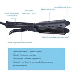 Wide Plate Ionic Flat Iron Hair Straightener Adjustable Temperature 4 Gear Professional