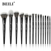 BEILI 14 Pcs Makeup Brush Set Vegan Pro Highlighter