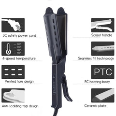 Wide Plate Ionic Flat Iron Hair Straightener Adjustable Temperature 4 Gear Professional