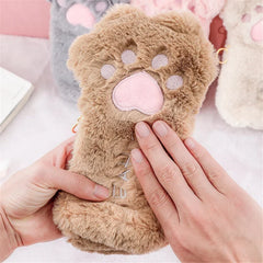 Cute Cat Paw Plush Pencil Bag Kawaii Stationery Pen Organizer Large Capacity