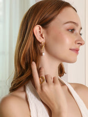 E.B.belle Creative Geometric Knot Pearl Pendant Stud Earring Stainless Steel Waterproof